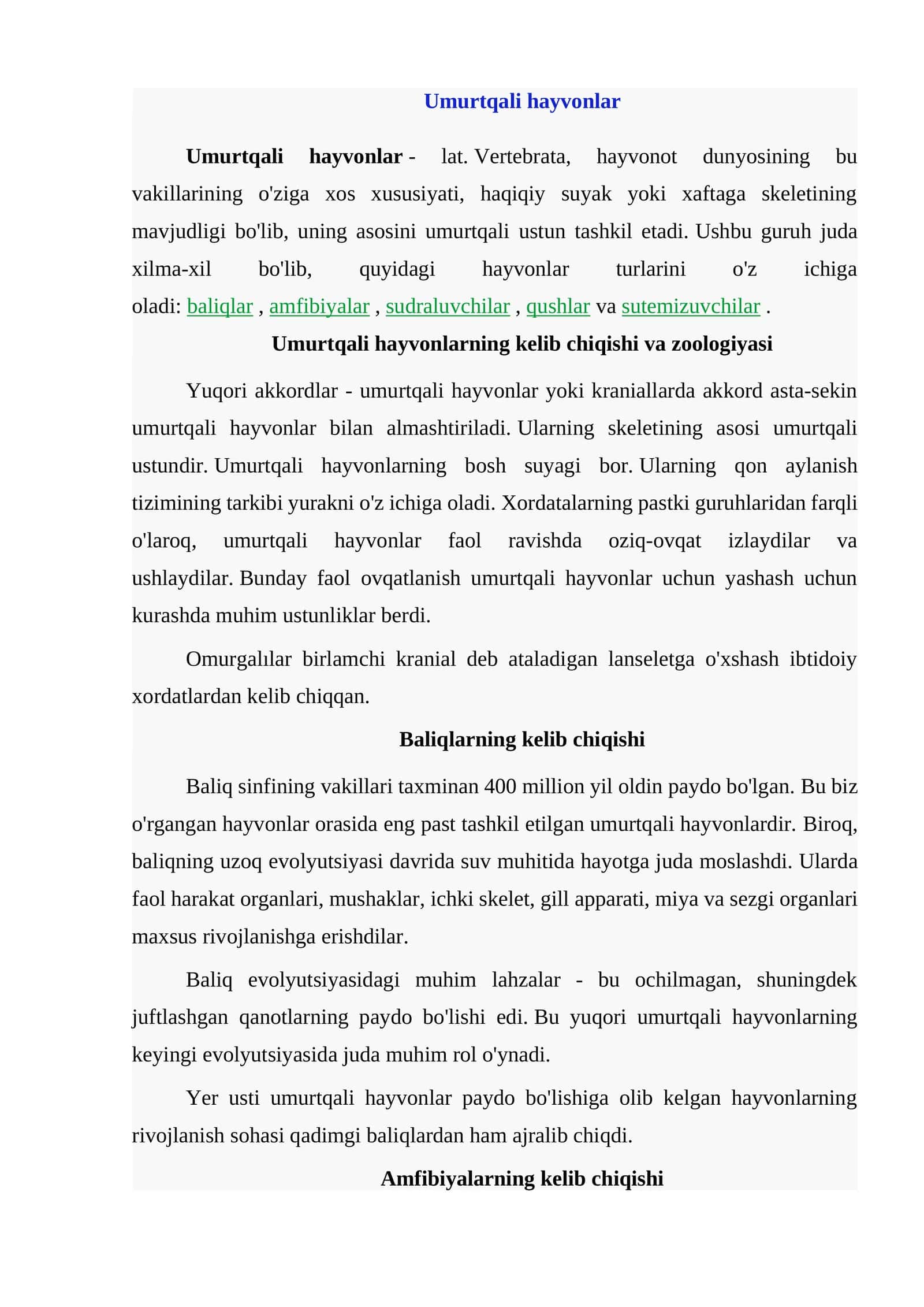 Umurtqali hayvonlar