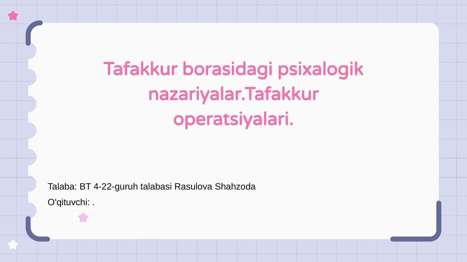 Tafakkur borasidagi psixalogik nazariyalar.Tafakkur operatsiyalari