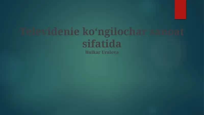 Televidenie ko'ngilochar sanoat sifatida