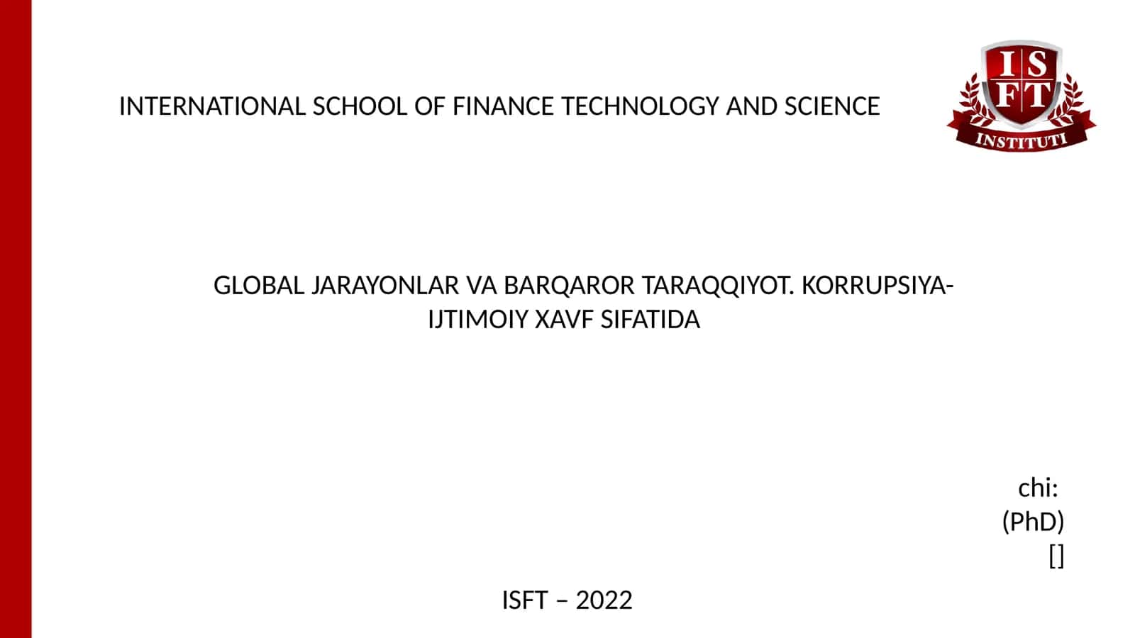 GLOBAL JARAYONLAR VA BARQAROR TARAQQIYOT