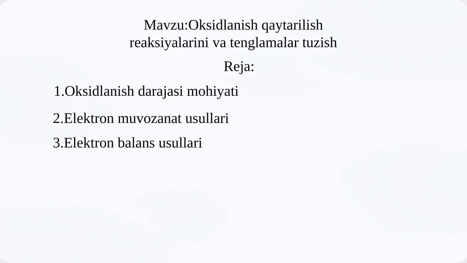 Oksidlanish qaytarilish reaksiyalari va tuzish