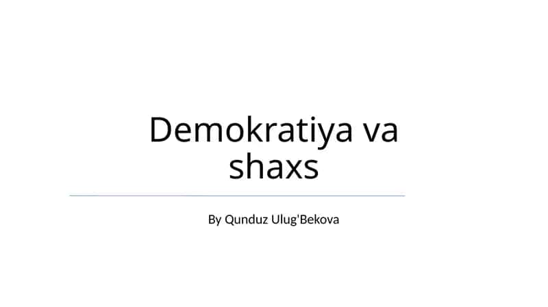 Demokratiya va shaxs