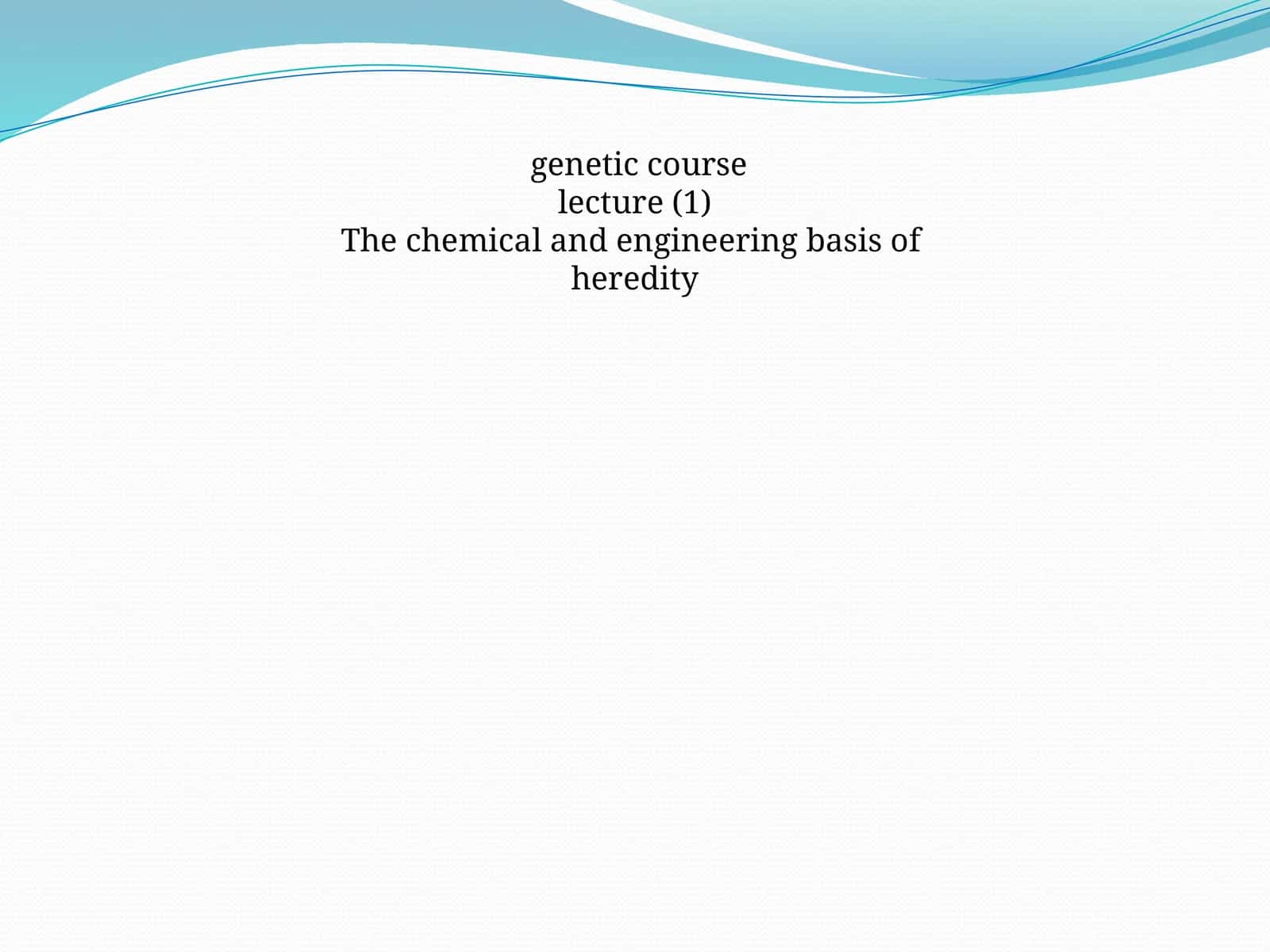 genetic course lecture