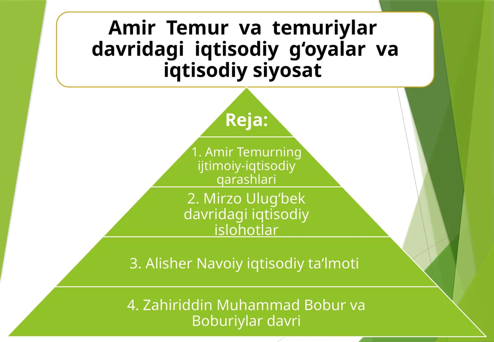 Amir Temur va temuriylar davridagi iqtisodiy g‘oyаlar va iqtisodiy siyosat
