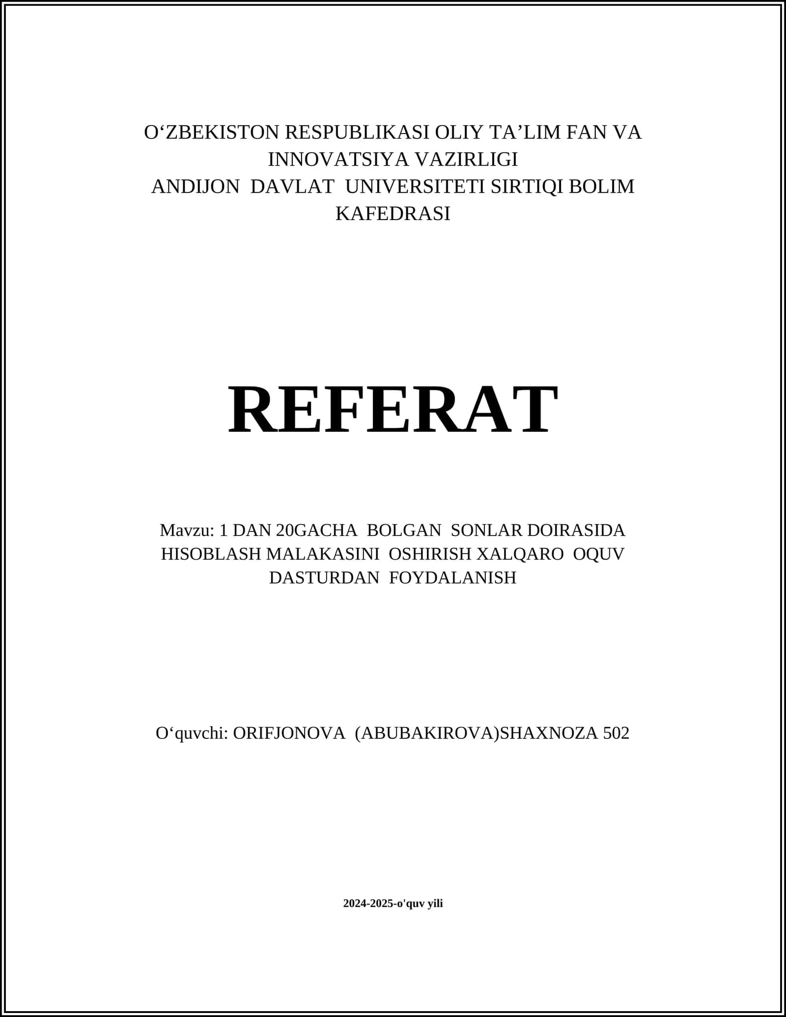 Matematik Adabiyotlar Tahlili