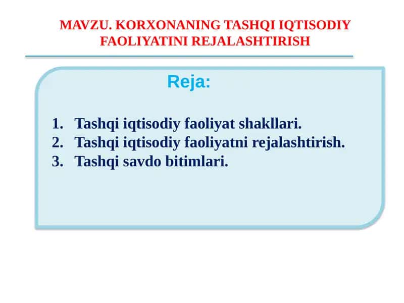 Tashqiiq tisodiy faoliyat shakllari