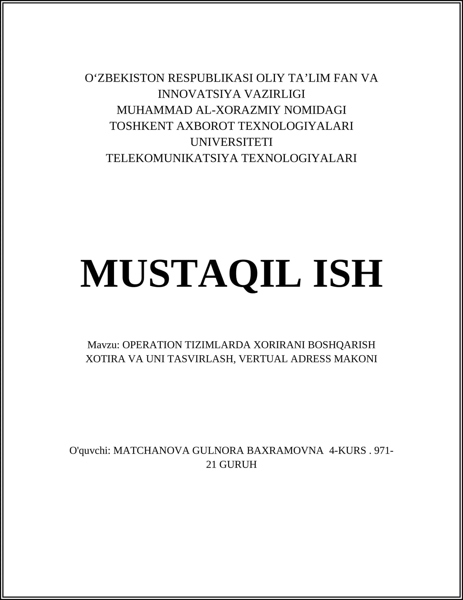 Xotira boshqarish tizimlari