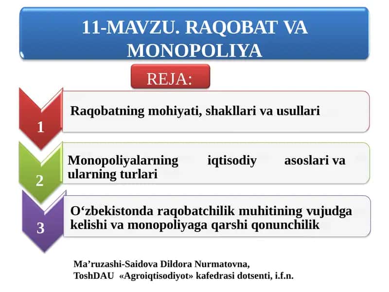 Raqobat va Monopoliya