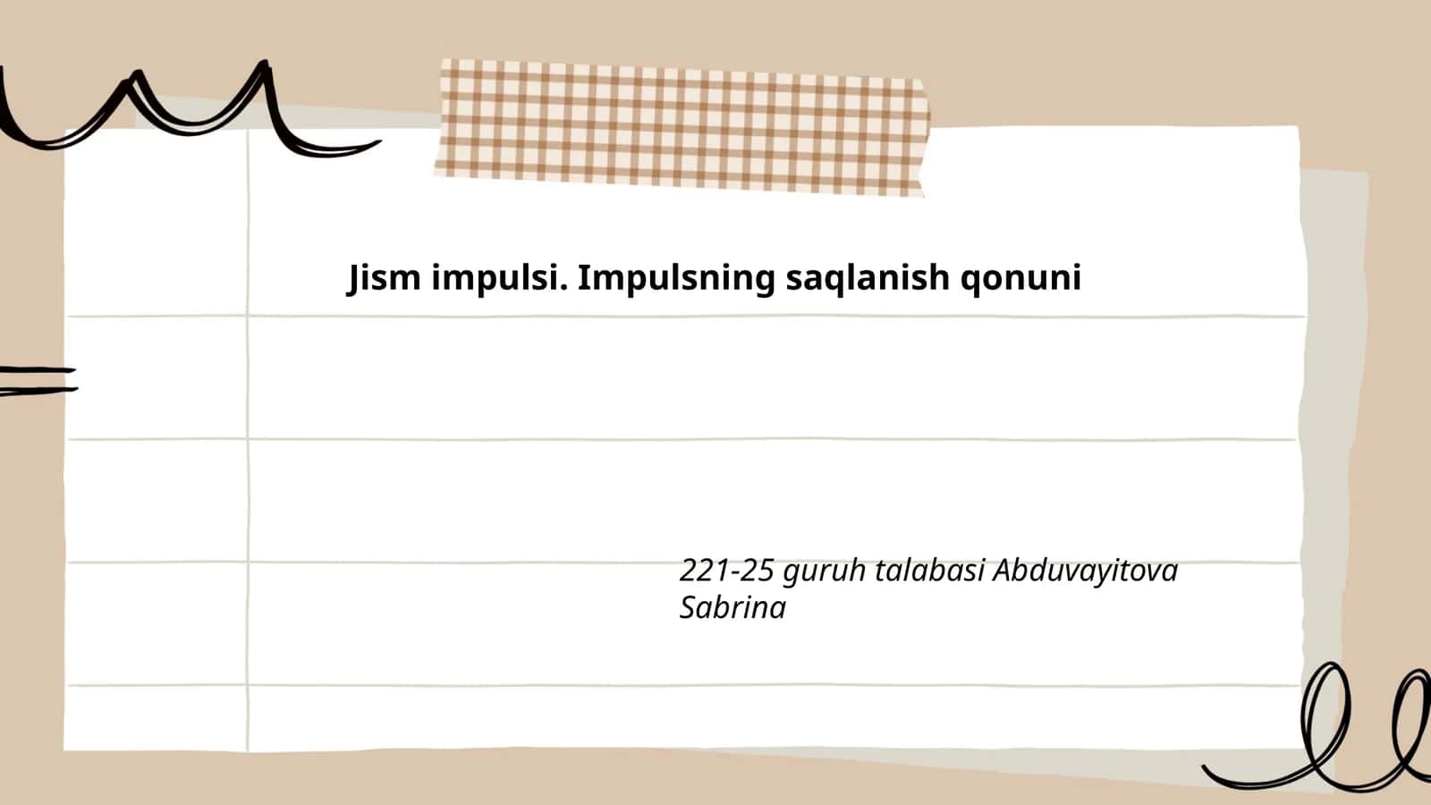 Jism impulsi. Impulsning saqlanish qonuni
