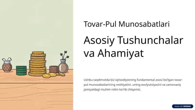 Tovar-Pul Munosabatlari