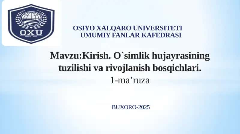 O'simlik Hujayrasi