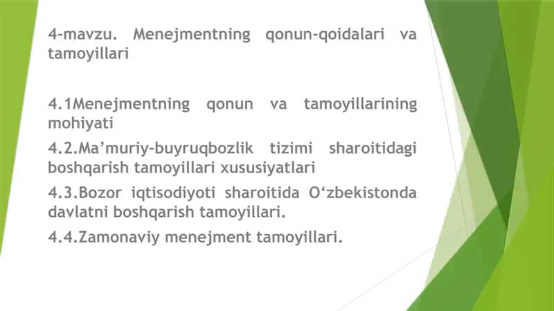 Menejmentning Qonun-Qoidalari va Tamoyillari