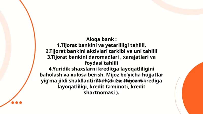 Aloqa bank: Tijorat bankini va yetarliligi tahlili