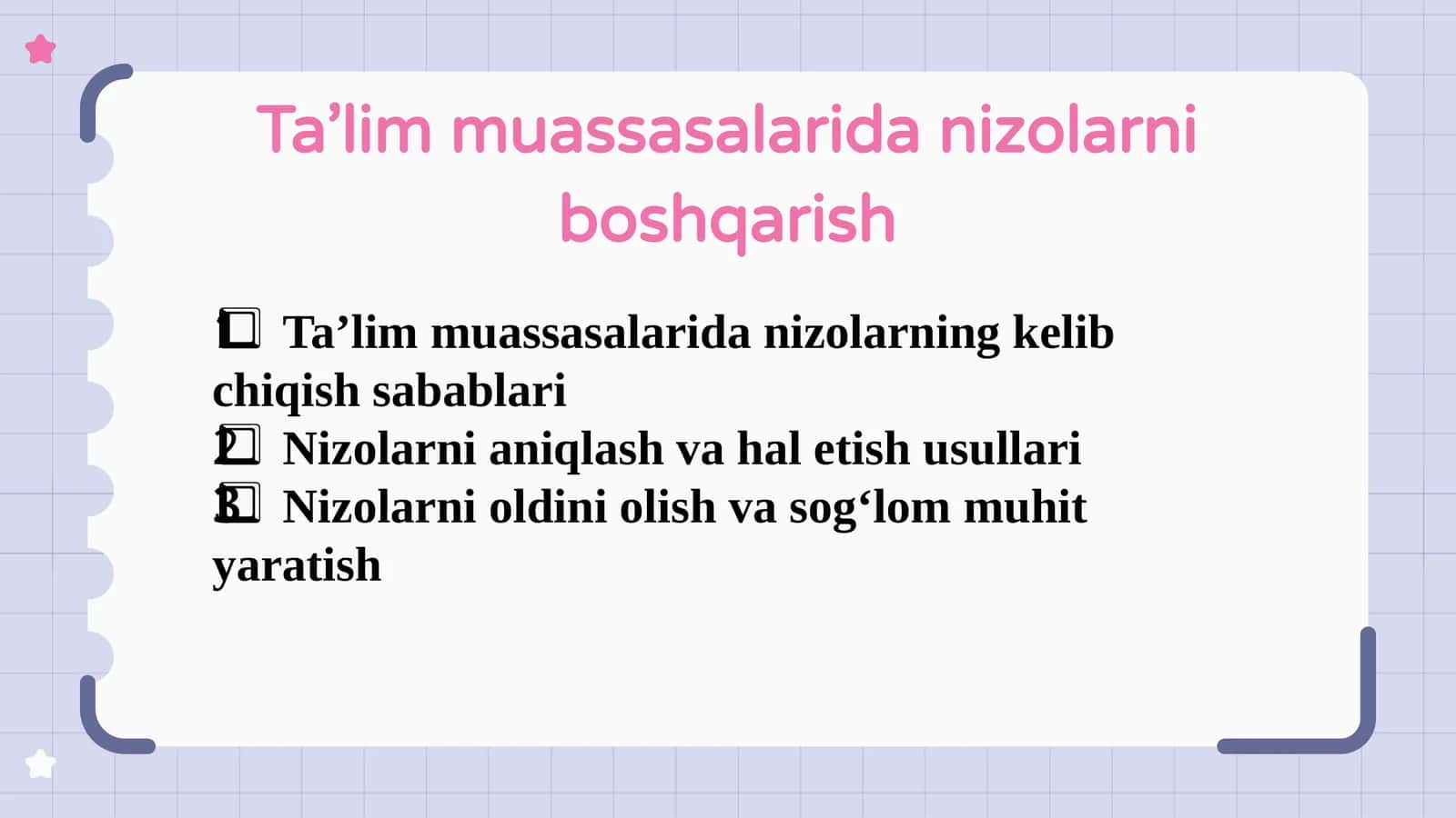 Ta’lim muassasalarida nizolarni boshqarish