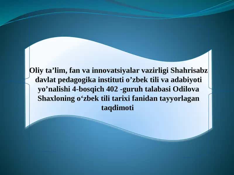 O‘zbek tilining o‘rganilishi