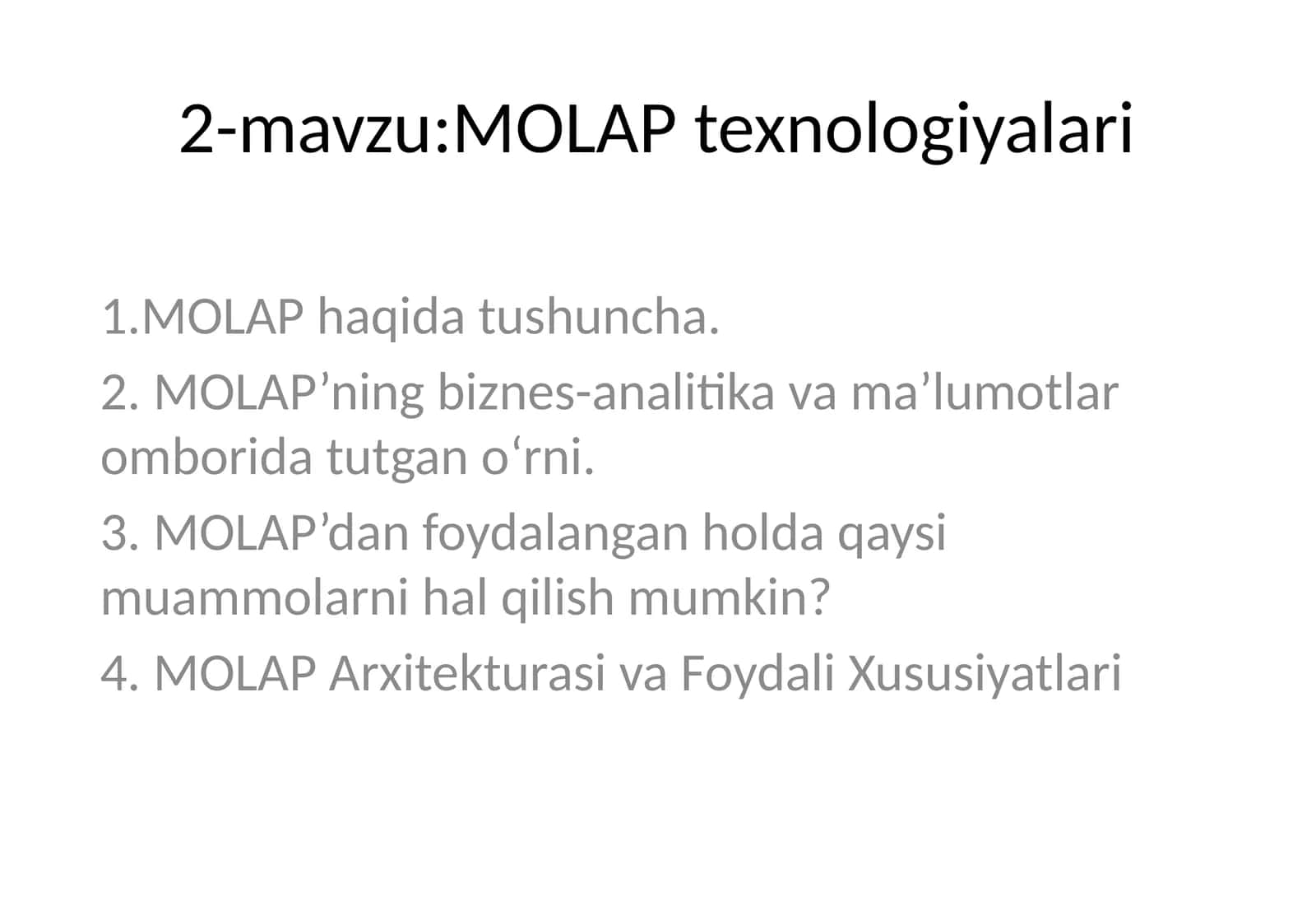 MOLAP texnologiyalari