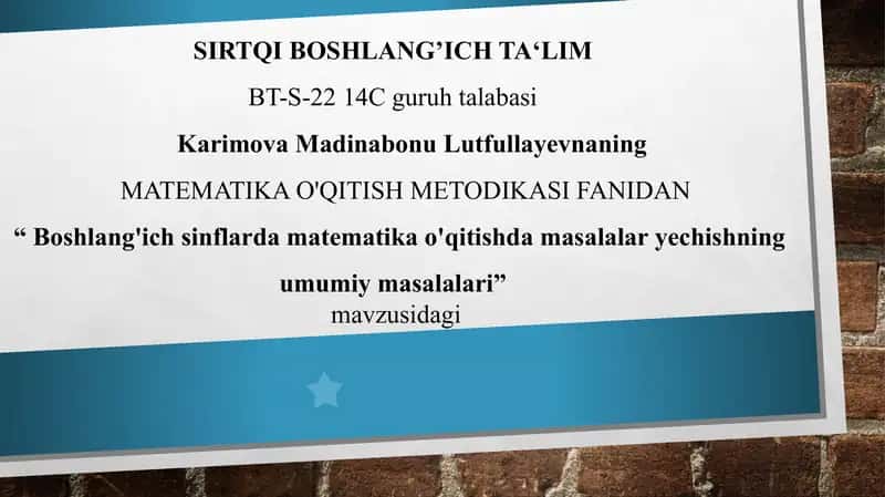 Boshlangʻich sinflarda matematika oʻqitishda texnik vositalardan foydalanish metodikasi