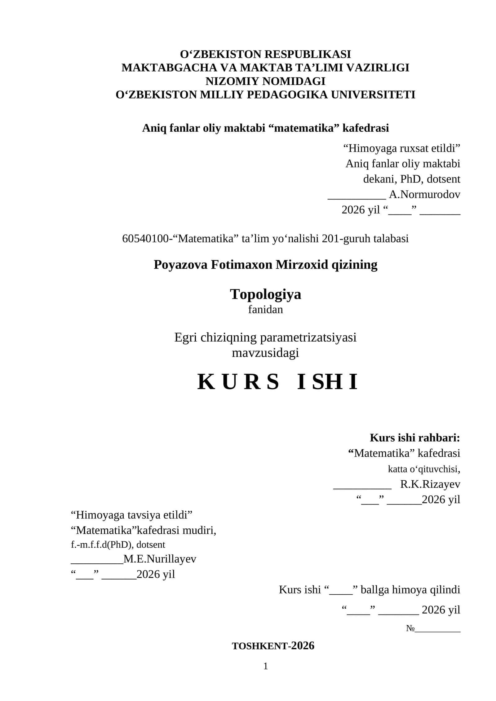 Egri chiziqning parametrizatsiyasi