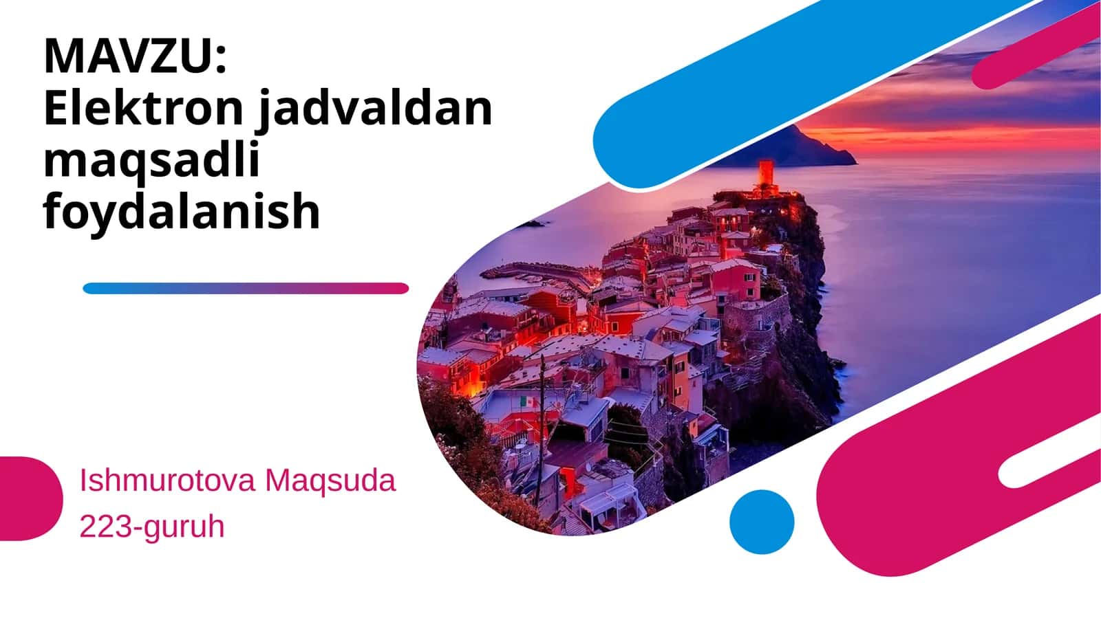 Elektron jadvaldan maqsadli foydalanish