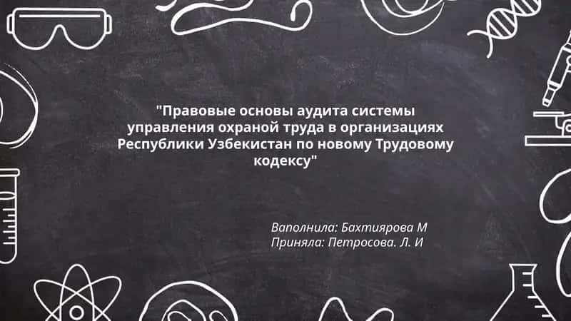 Правовые основы аудита системы управления охраной труда в организациях Республики Узбекистан по новому Трудовому кодексу