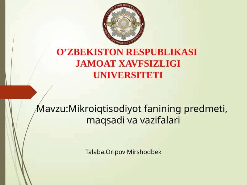 Mikroiqtisodiyotfanining predmeti, maqsadi va vazifalari