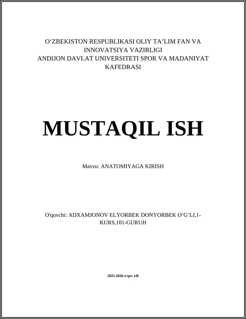 ANATOMIYAGA KIRISH