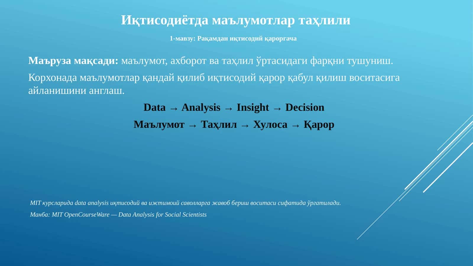 Иқтисодиётдамаълумотлартаҳлили