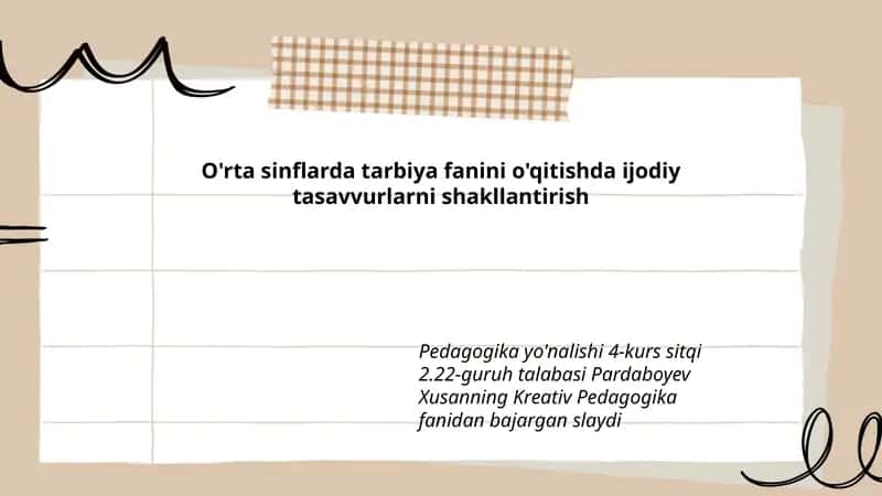 Pardaboyev Xusanning Kreativ Pedagogika fanidan bajargan slayd