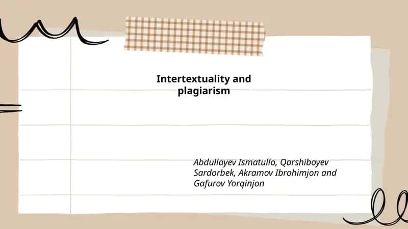 Intertextuality and Plagiarism