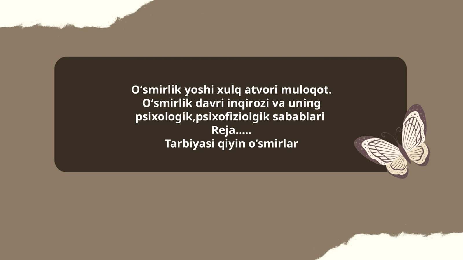Oʻsmirlik yoshi xulq atvori muloqot