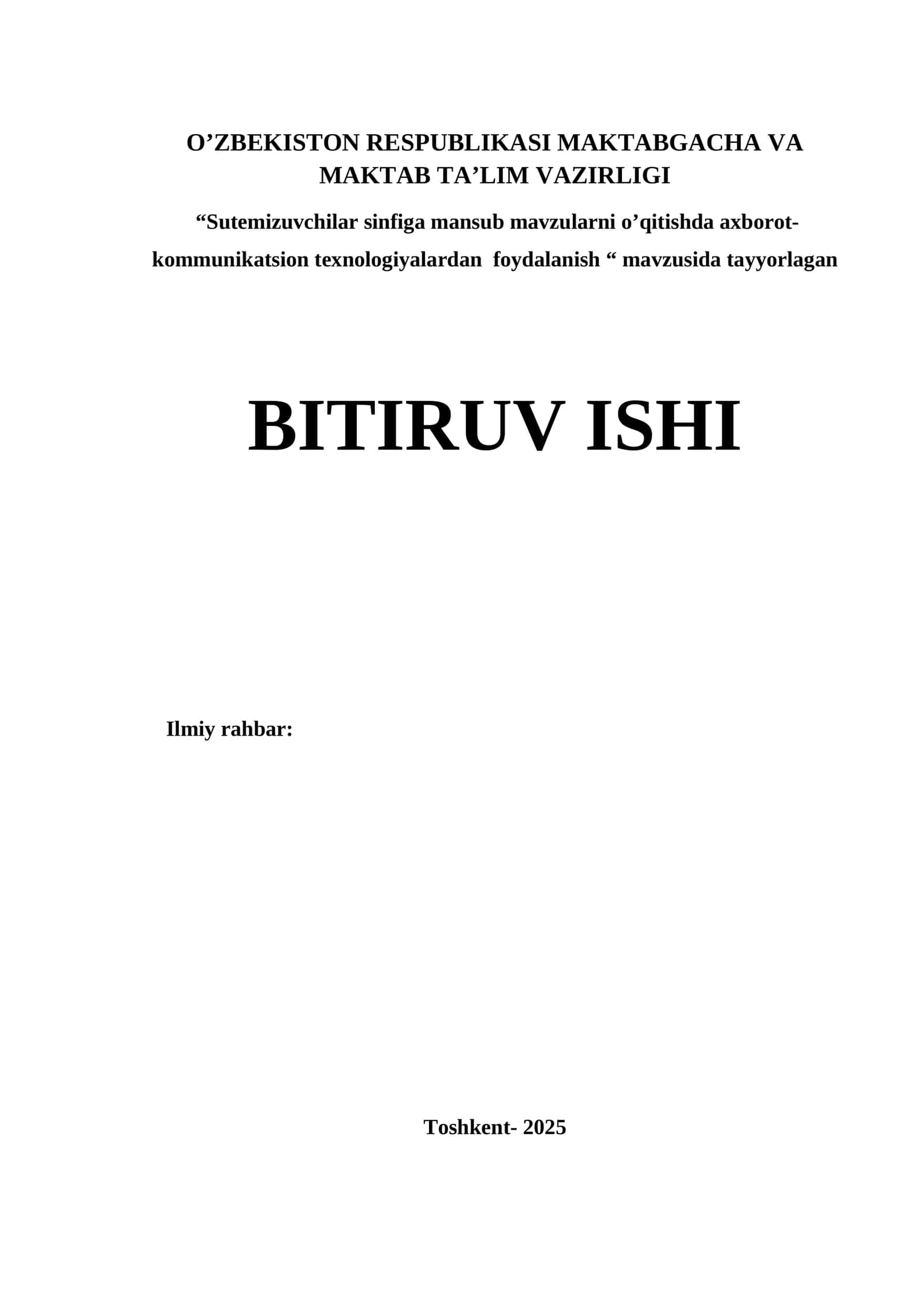 Sutemizuvchilar sinfiga mansub mavzularni o’qitishda axborot-kommunikatsion texnologiyalardan foydalanish