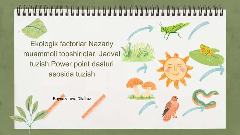 Ekologik omillar nazariy muammoli topshiriqlar (PowerPoint taqdimoti)