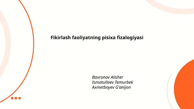 Fikirlash faoliyatning pisixa fizalogiyasi