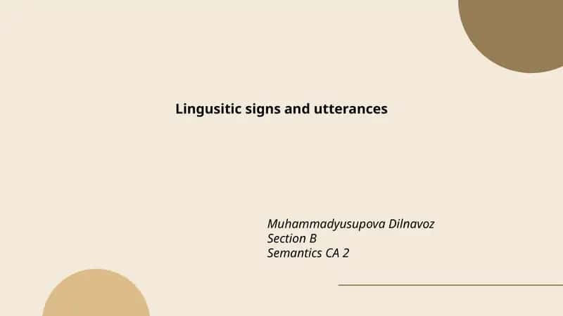Lingusitic signs and utterances