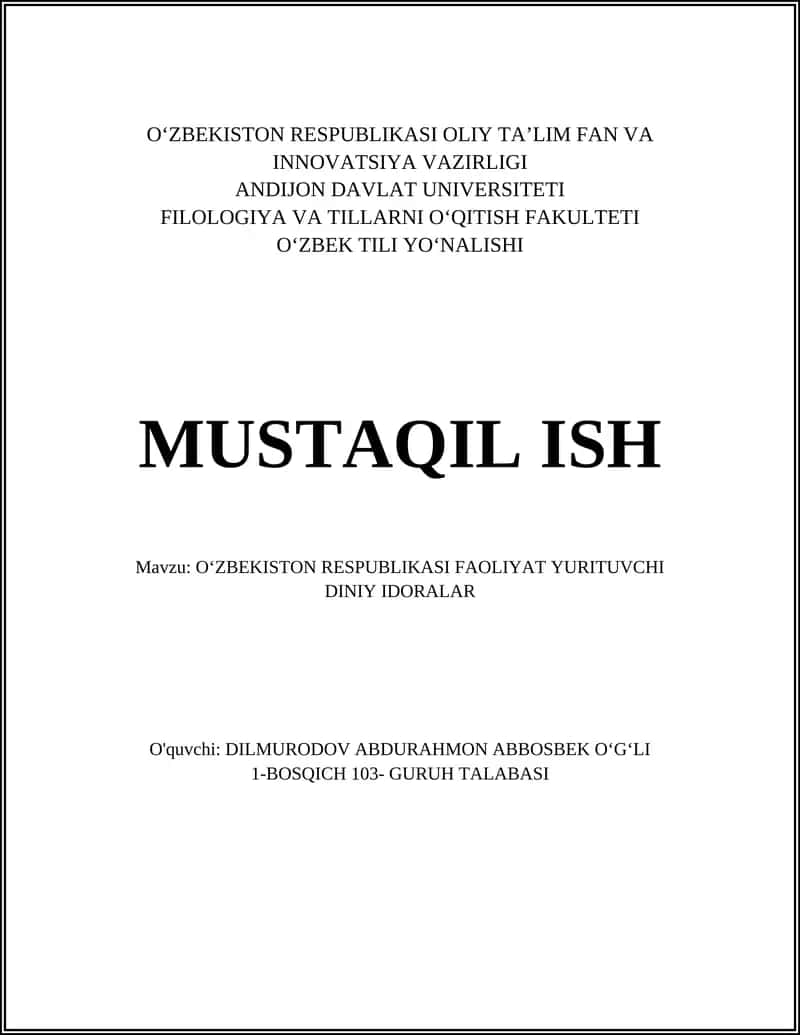 OʻZBEKISTON RESPUBLIKASI FAOLIYAT YURITUVCHI DINIY IDORALAR
