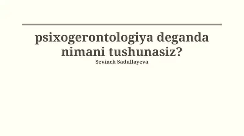 Psixogerontologiya