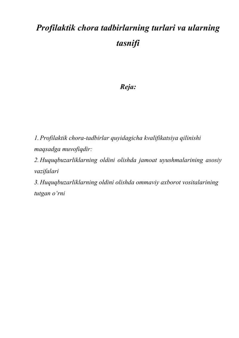 Jinoyatchilikning oldini olish