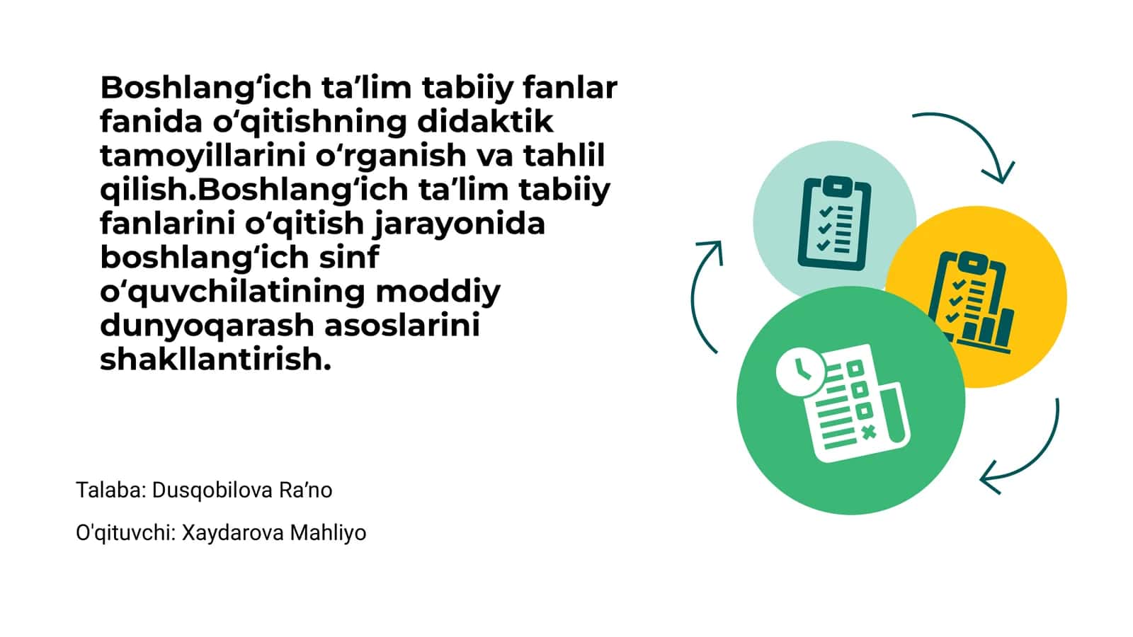 Boshlangʻich ta'lim tabiiy fanlarining didaktik tamoyillari