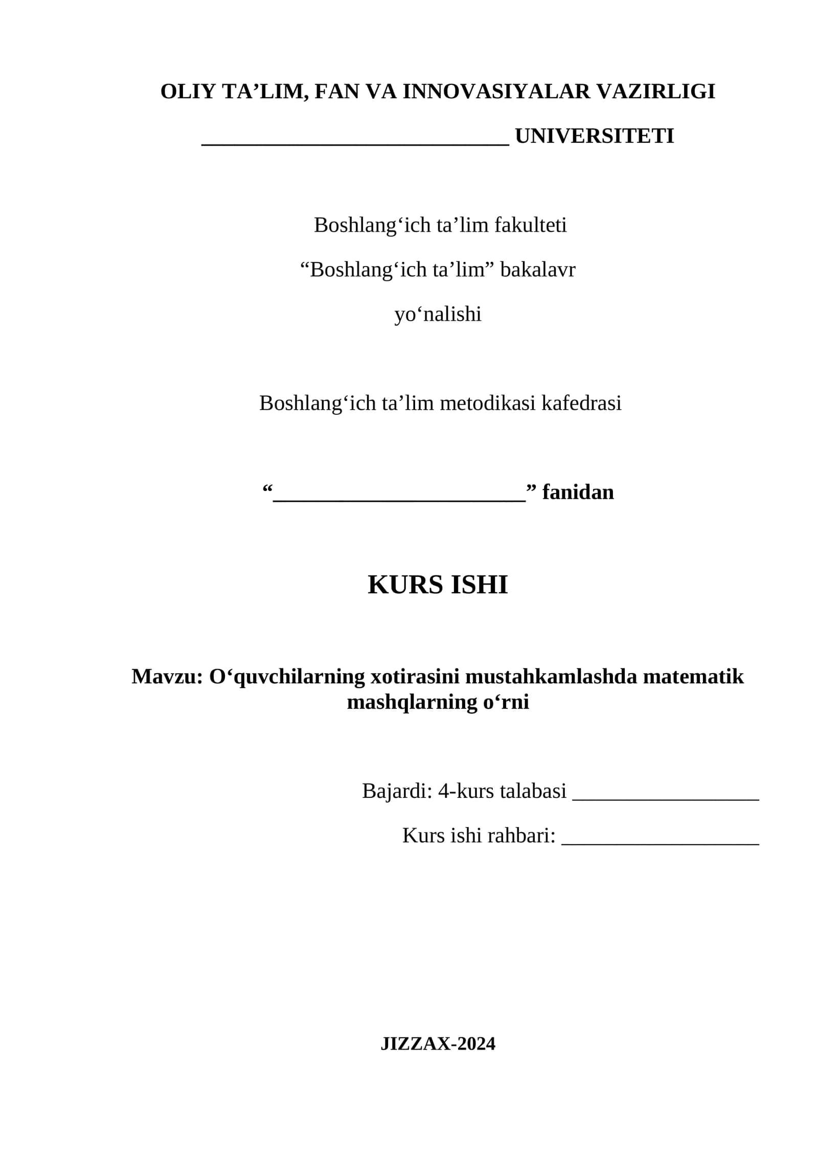 O‘quvchilarning xotirasini mustahkamlashda matematik mashqlarning o‘rni