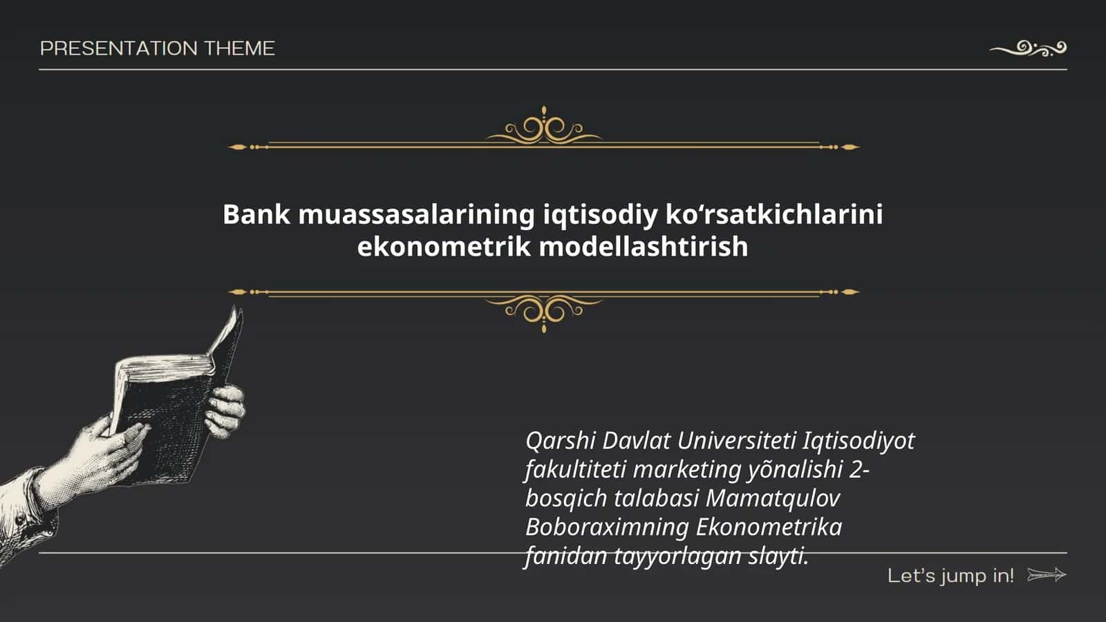Ekonometrika fanidan tayyorlagan slayt