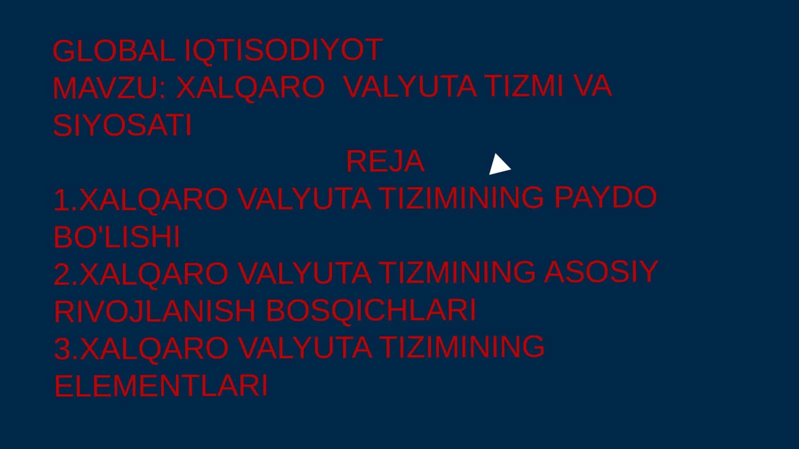 XALQARO VALYUTA TIZIMI VA SIYOSATI