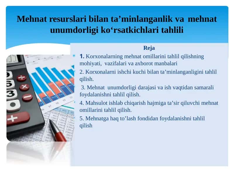 Mehnatresurslar bilan ta’minlanganlik va mehnat unumdorligi