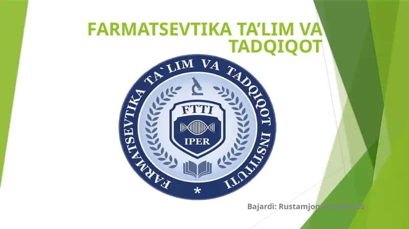 FARMATSEVTIKA TA’LIM VA TADQIQOT