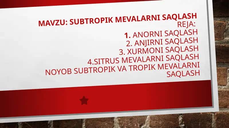 Subtropik mevalar ni saqlash