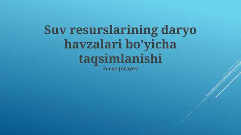 Suv Resurslarining Taqsimlanishi
