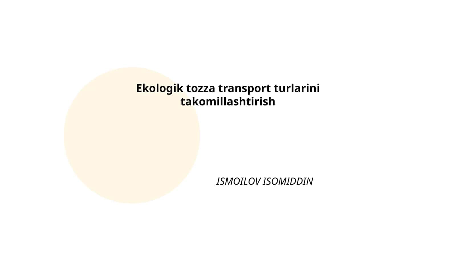 Shahar ichidagi ekologik transport turlari