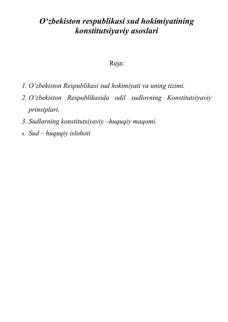 O‘zbekiston respublikasi sud hokimiyatining konstitutsiyaviy asoslari
