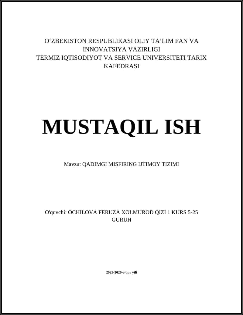 QADIMGI MISFIRING IJTIMOY TIZIMI