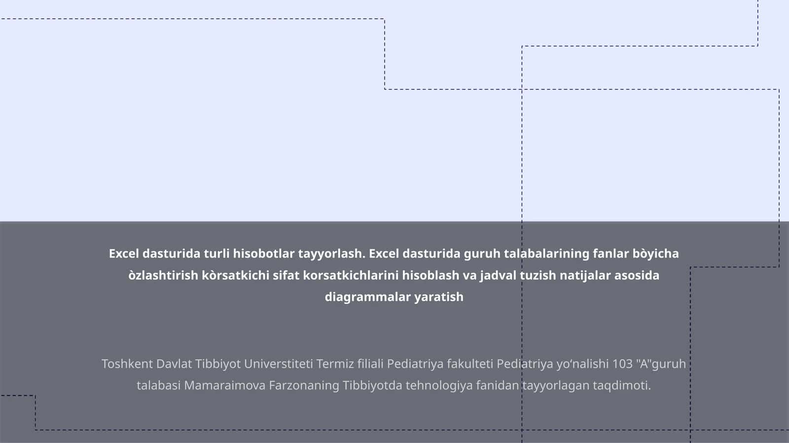 Excel dasturida hisobot tayyorlash
