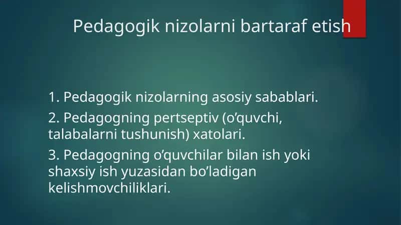 Pedagogik nizolarni bartaraf etish